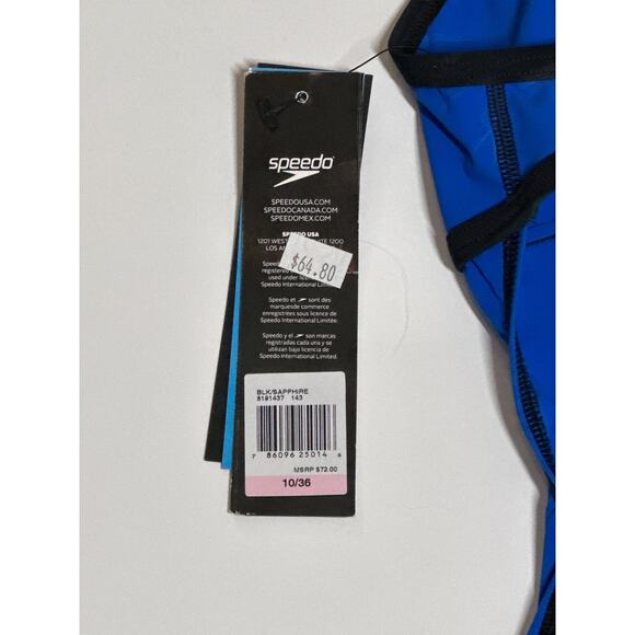 Speedo Power+ Sprint Splice Free Back Tech Race III One-Piece Swimsuit Sz 10 /36 - Picture 8 of 15